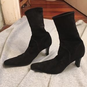 Sergio Rossi stretch suede ankle bootie, 3" heel